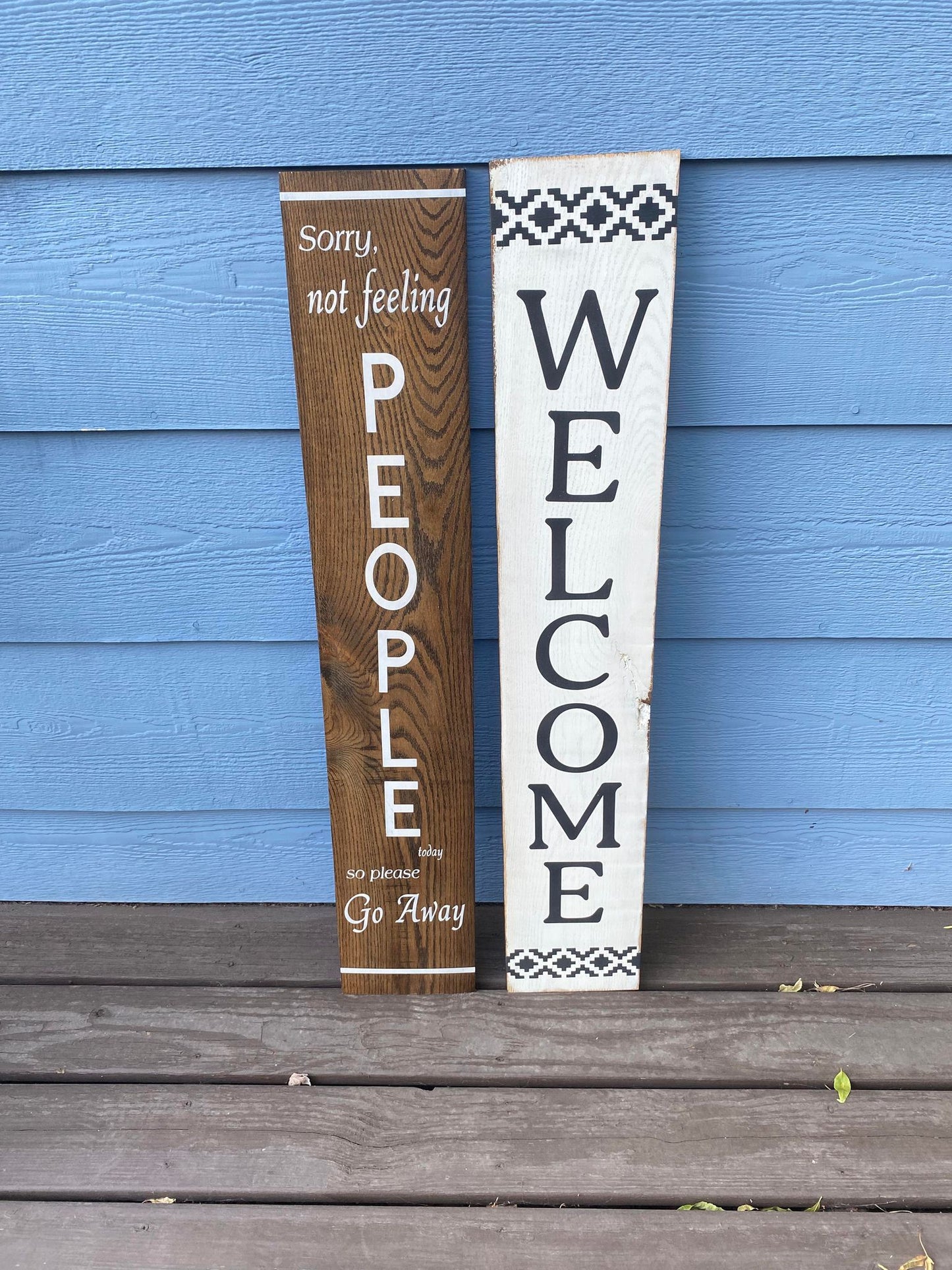 Reversible Not Feeling People Welcome Sign Porch Leaner