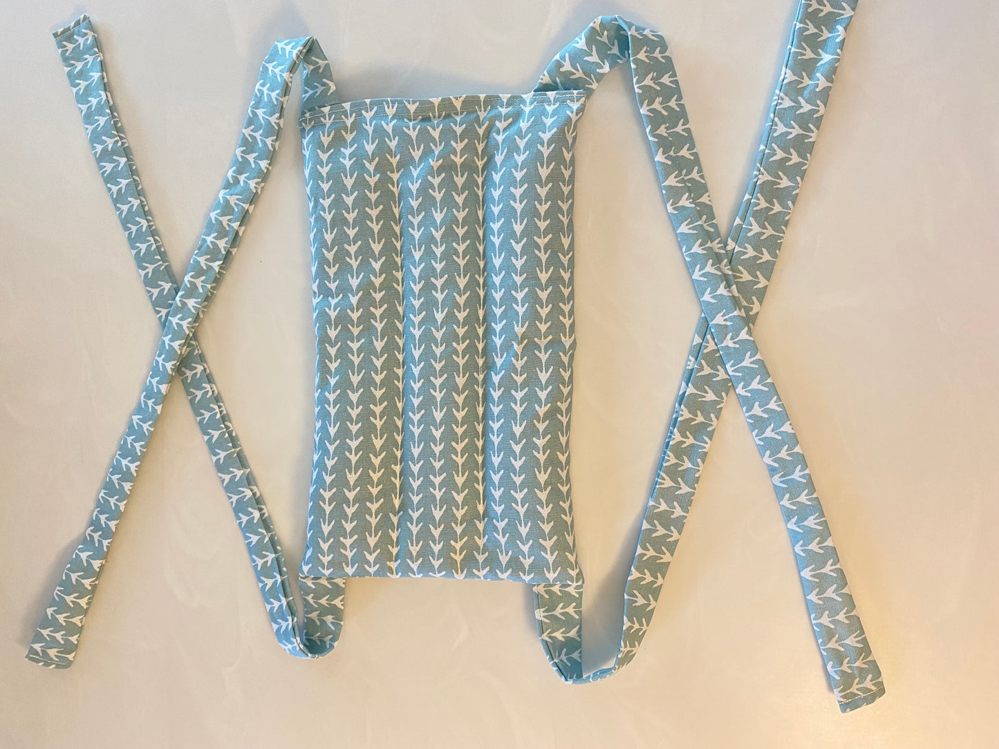 Teal White Arrows Large Microwavable Rice Bag with Ties for Hands Free Use