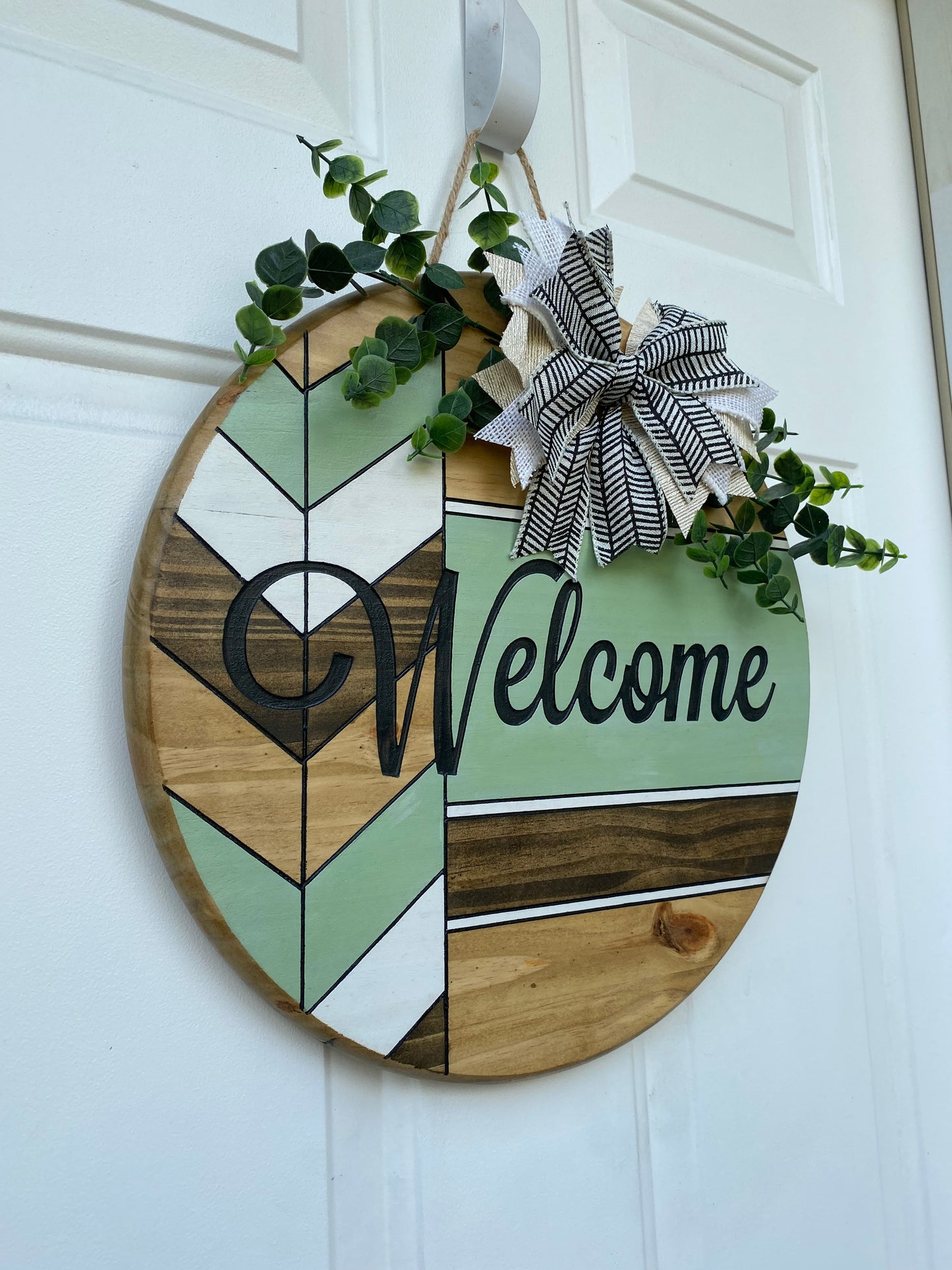 Engraved Welcome Sign with Light Green