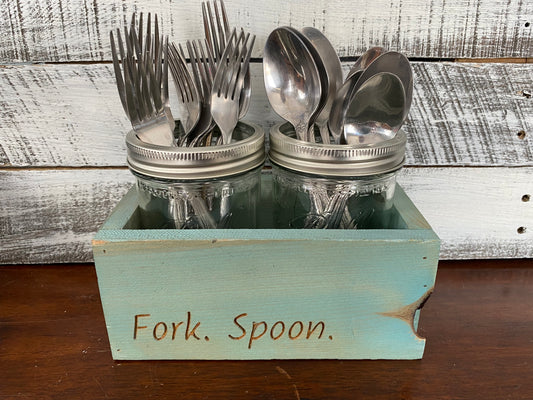 2 Jar Fork Spoon Holder
