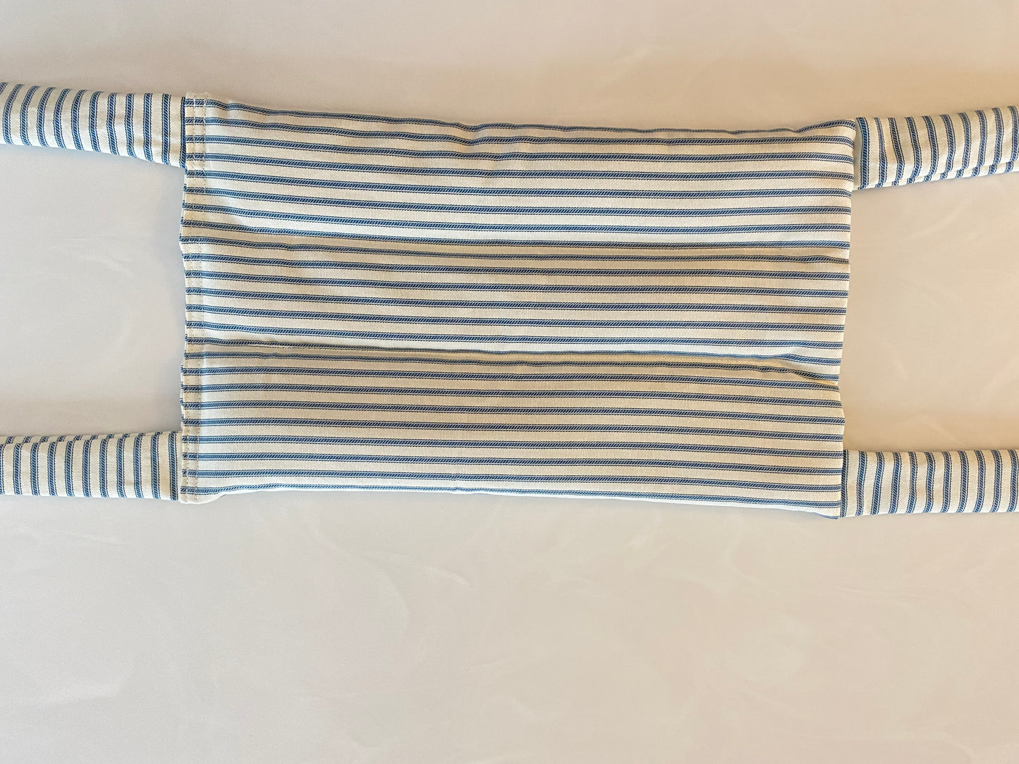 Blue Stripe Large Microwavable Rice Bag with Ties for Hands Free Use
