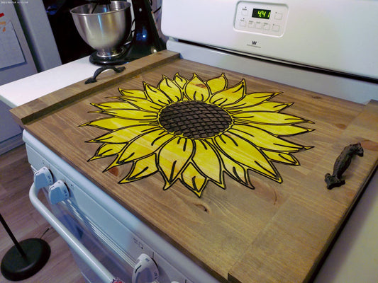 Engraved Barnwood Sunflower Noodle Board